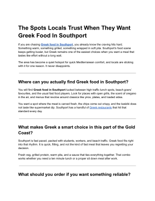 The Spots Locals Trust When They Want Greek Food In Southport
