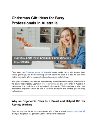 Christmas Gift Ideas for Busy Professionals in Australia