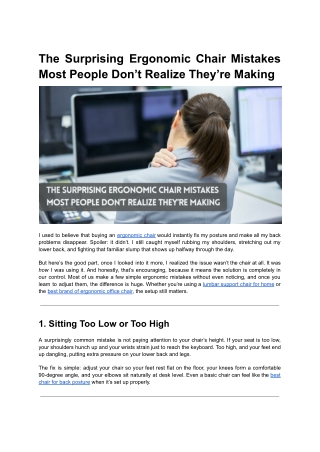 The Surprising Ergonomic Chair Mistakes Most People Don’t Realize They’re Making