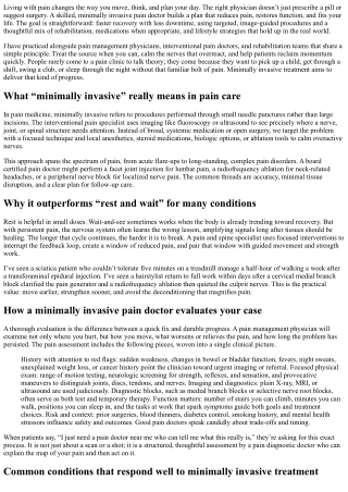 Minimally Invasive Pain Doctor: Faster Recovery, Less Downtime