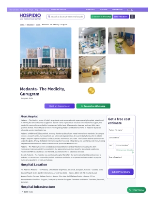 Medanta Hospital Gurugram – Advanced Multispecialty Care in India - HOSPIDIO
