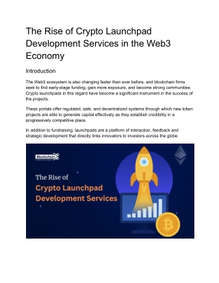 The Rise of Crypto Launchpad Development Services in the Web3 Economy
