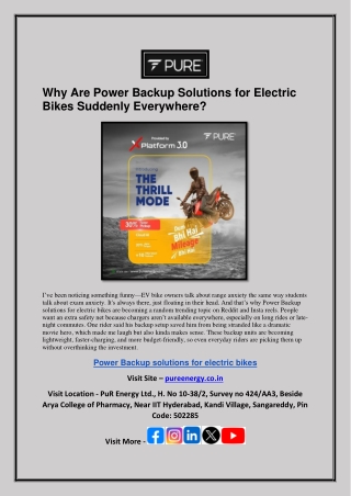 Why Are Power Backup Solutions for Electric Bikes Suddenly Everywhere?