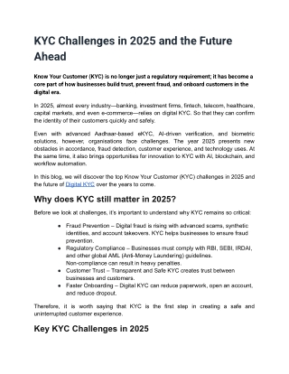 KYC Challenges in 2025 and the Future Ahead