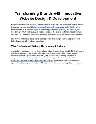 Transforming Brands with Innovative Website Design & Development