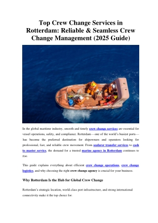 Top Crew Change Services in Rotterdam Reliable & Seamless Crew Change Management (2025 Guide)