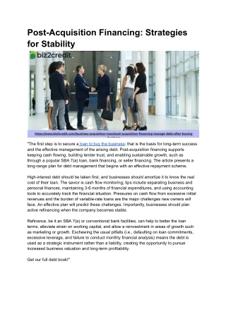 Debt Management After Buying a Business? Read This!