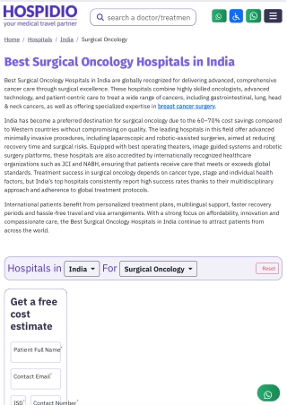 Best Cancer Surgery Hospitals in India – High-Success Cancer Treatment | HOSPIDI