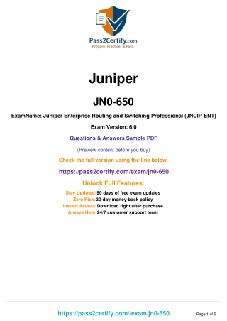 JN0-650 Exam Guide: JNCIP-ENT Enterprise Routing & Switching Certification Prep