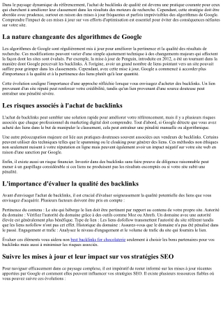 Faire attention aux mises à jour Google avant tout achat backlink!