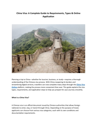 China Visa: A Complete Guide to Requirements, Types & Online Application