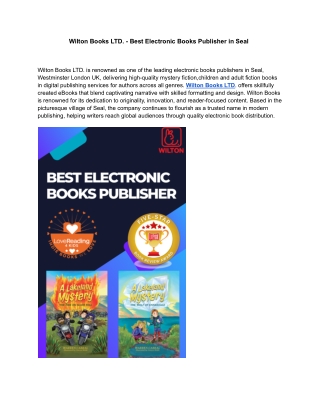 Wilton Books LTD. - Best Electronic Books Publisher in Seal ?