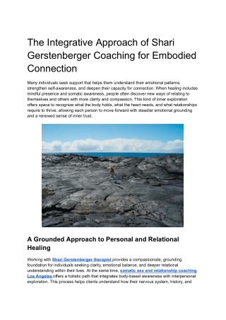 The Integrative Approach of Shari Gerstenberger Coaching for Embodied Connection