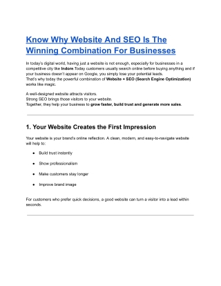 Know Why Website And SEO Is The Winning Combination For Businesses