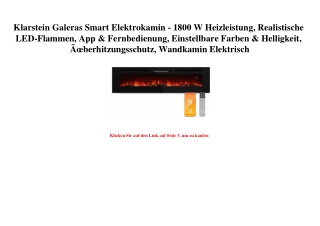 9706 Klarstein Galeras Smart Elektrokamin - 1800 W Heizleistung  Realistische LED-Flammen  App   Fernbed