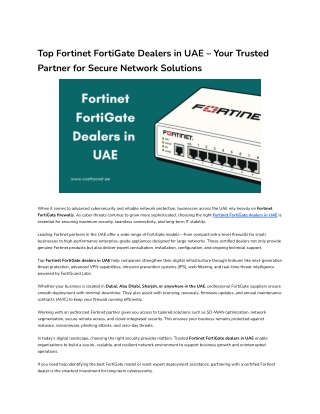Top Fortinet FortiGate Dealers in UAE – Your Trusted Partner for Secure Network Solutions
