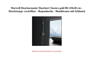 1550 Marwell Duscharmatur Duschset Classico gold 88-118x20 cm - Duschstange verstellbar - Regendusche - 