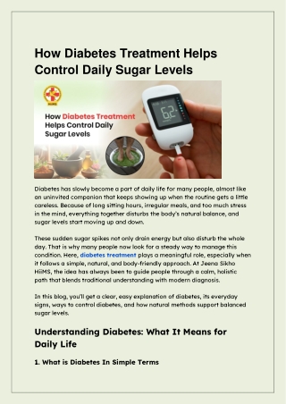 How Diabetes Treatment Helps Control Daily Sugar Levels