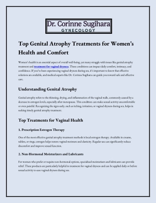 Personalized Genital Atrophy Treatment for Women