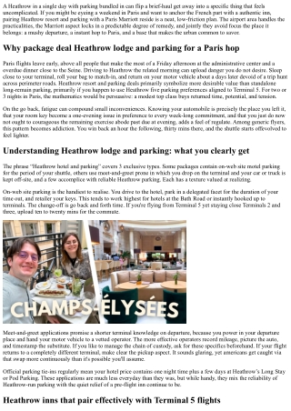 Heathrow Hotel and Parking Packages: Pairing with a Paris Marriott Getaway