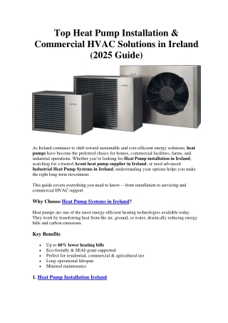 Top Heat Pump Installation & Commercial HVAC Solutions in Ireland (2025 Guide)