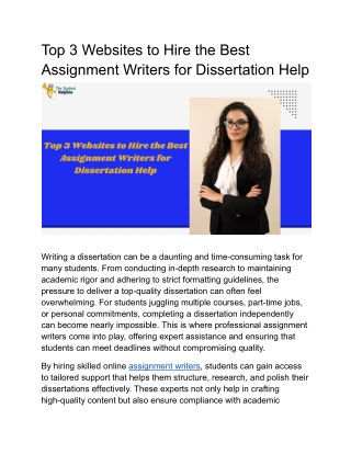 Top 3 Websites to Hire the Best Assignment Writers for Dissertation Help