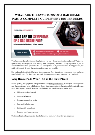 How to Know When Your Brake Pads Need Replacement | Essential Driver Guide