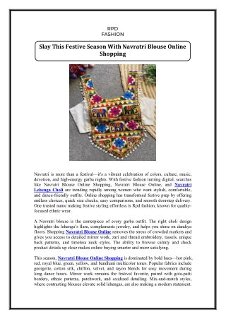 Navratri Blouse Online Shopping