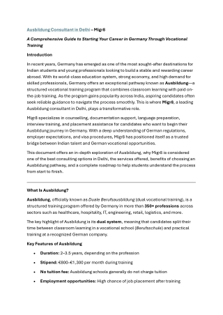 Ausbildung Consultant in Delhi