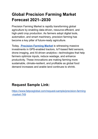 Global Precision Farming Market Forecast 2021–2030
