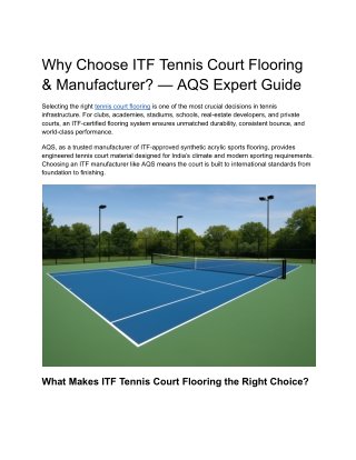 Why Choose ITF Tennis Court Flooring & Manufacturer? — AQS Expert Guide