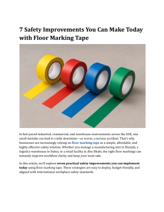 7 Safety Improvements You Can Make Today with Floor Marking Tape