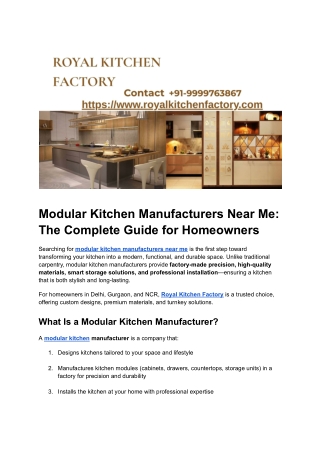 Best Modular Kitchen Manufacturers Near Me | Custom Kitchen Solutions