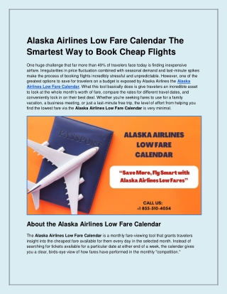 Alaska Airlines Low Fare Calendar Guide