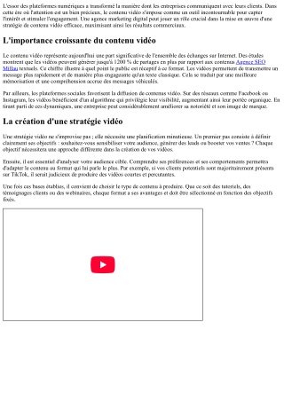 L'impact du contenu vidéo sur vos résultats grâce à une agence digitale.