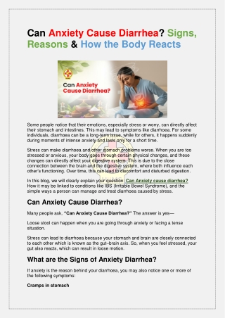 Can Anxiety Cause Diarrhea Signs, Reasons & How the Body Reacts