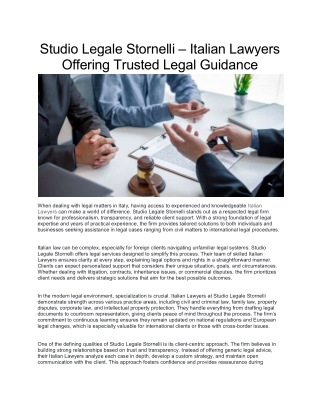 SItalian Lawyers for Global Clients | Studio Legale Stornetudio Legale Stornelli