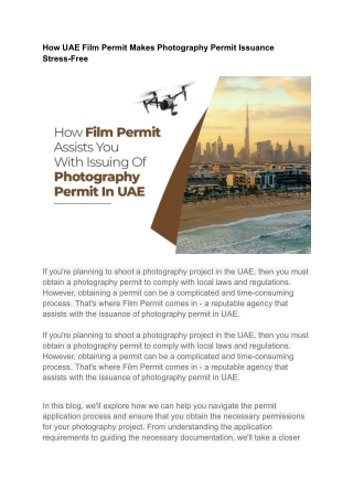 How UAE Film Permit Makes Photography Permit Issuance Stress-Free