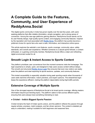 A Complete Guide to the Features, Community, and User Experience of ReddyAnna.So