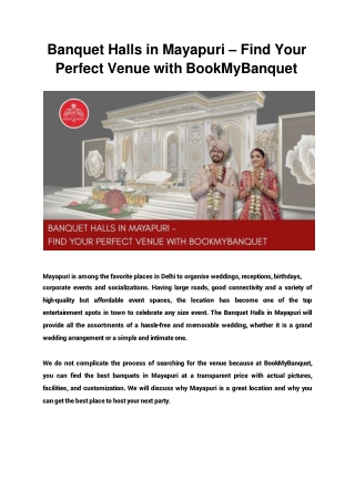 Top Banquet Halls in Mayapuri