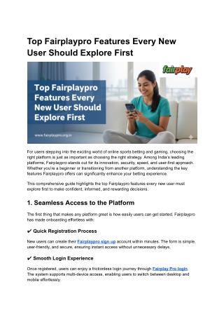 Top Fairplaypro Features Every New User Should Explore First
