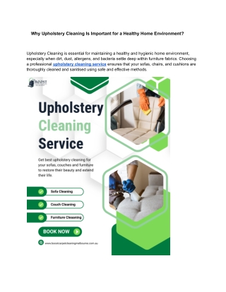 Why Upholstery Cleaning Is Important for a Healthy Home Environment ?