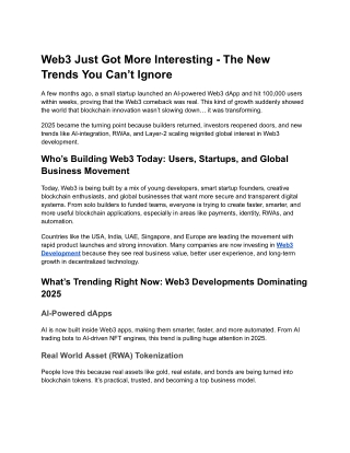 Web3 Just Got More Interesting - The New Trends You Can’t Ignore