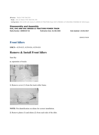 Caterpillar Cat D4C III TRACK-TYPE TRACTOR (Prefix 1FW) Service Repair Manual Instant Download