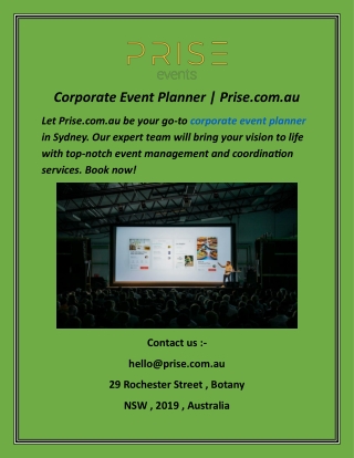 Corporate Event Planner  Prise.com.au