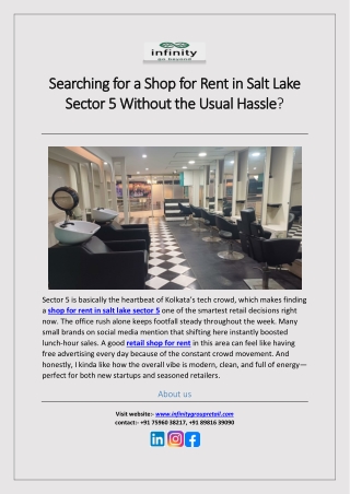 Searching for a Shop for Rent in Salt Lake Sector 5 Without the Usual Hassle
