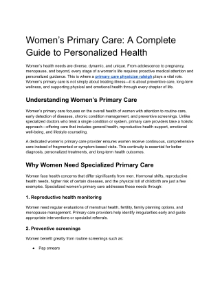 Women’s Primary Care_ A Complete Guide to Personalized Health
