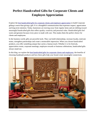 Perfect Handcrafted Gifts for Corporate Clients and Employee Appreciation