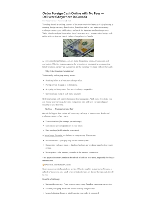 Order Foreign Cash Online with No Fees – Delivered Anywhere in Canada PDF