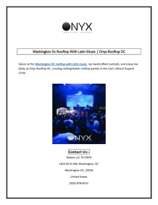 Washington DC rooftop with Latin music